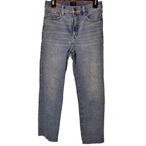 J.Crew Stovepipe‎ Jeans Womens Size 27 Light Wash Frayed Hem Denim Pants